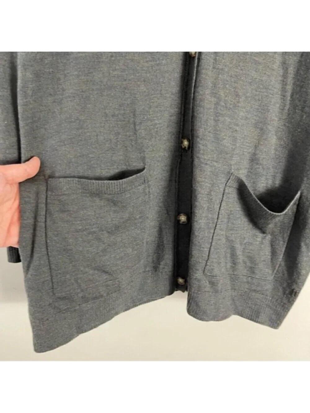 KIT & ACE Merino Wool Oversized Slouchy button up Cardigan grey green Size XS/S